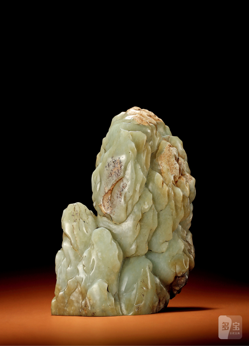 明·玉雕立峰山子摆件